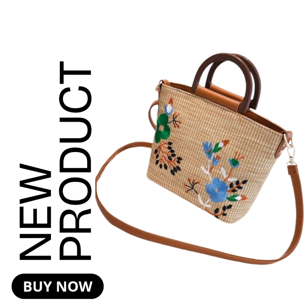 NEW Vintage Floral Embroidered Tan Crossbody Spring Summer Handbag